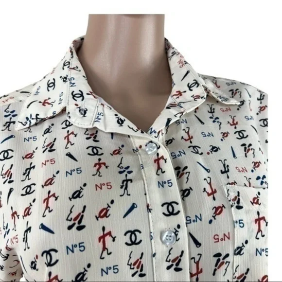 Women Top Blouse Buttons Down Later C Sz Small - Picture 10 of 12